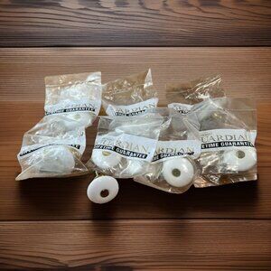 Lot Of 7 Amerock Guardian Small White Ceramic Drawer Knobs W/ Gold Kitchen bath